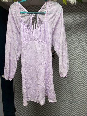 NWOT Beautiful wild fable Lavender Long-Sleeve Lace Trim Embroidered Dress NEW
